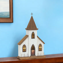 Load image into Gallery viewer, Church Tabletop Sculpture (518086) - Brown / White