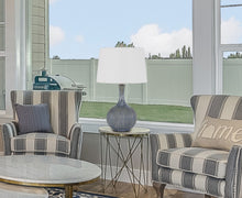 Load image into Gallery viewer, Ceramic Round Table Lamp With Empire Shade - Stone White