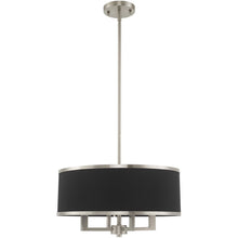 Load image into Gallery viewer, 18" Four Light Dimmable Chandelier With Shades - Nickel / Pearl Silver