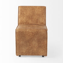 Load image into Gallery viewer, Upholstered Faux Leather Dining Side Chairs With Wheels (Set of 2) - Brown