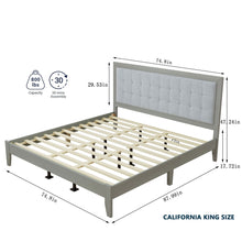 Load image into Gallery viewer, Mid Century Modern Platform Bed With Upholstered Headboard