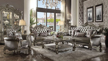 Load image into Gallery viewer, Faux Leather Tufted Wingback Chair - Silver And Platinum