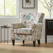 Load image into Gallery viewer, Upholstered Chair With Floral Pattern Design And Solid Wood Legs - Multi Color
