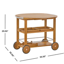 Load image into Gallery viewer, Outdoor Bar Cart With Foldable Tabletop & Removable Trays - Teak