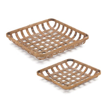 Load image into Gallery viewer, Square Bamboo Vanity Tray (Set of 2) - Brown