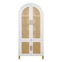 Load image into Gallery viewer, Tall Arched Cabinet With Rattan Doors & Adjustable Shelves