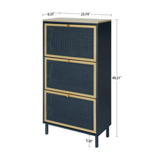 Load image into Gallery viewer, Modern Rattan 3 Door Shoe Rack Cabinet For Entryway