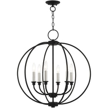 Load image into Gallery viewer, 26" Six Light Dimmable Chandelier With Shades - Black