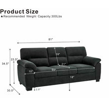 Load image into Gallery viewer, 3 Seater Sofa With Padded Armrests And Triangular Leg