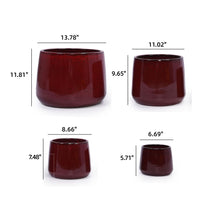 Load image into Gallery viewer, 4 Pieces Planter Pot, Indoor Outdoor Flowerpot For Patio, Garden, Or Windowsills - Bean Paste Red