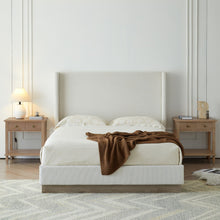 Load image into Gallery viewer, Hosford - Minimalist Upholstered Wingback Bed With Wood Base Platform
