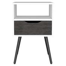 Load image into Gallery viewer, 25" Wood One Drawer Nightstand - Gray And White