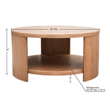 Load image into Gallery viewer, Minimalist Round Coffee Table With Shelf Storage - Natural