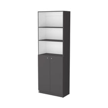 Load image into Gallery viewer, Three Tier Bookcase With Two Doors - Gray / White