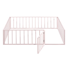 Load image into Gallery viewer, Metal Floor Bed Frame With Fence And Door