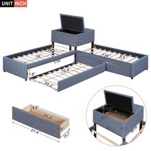 Load image into Gallery viewer, L Shaped Upholstered Platform Bed With Trundle And 2 Drawers Linked With Built In Desk