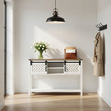 Load image into Gallery viewer, Entryway Table With Sliding Barn Door Storage - White / Oak
