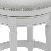 Load image into Gallery viewer, Fabric And Solid Wood Swivel Backless Counter Height Bar Chair - White
