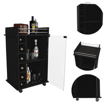 Load image into Gallery viewer, Rolling Dining Room Bar Cart With Wine Storage - Black