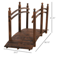 Load image into Gallery viewer, Outsunny - Fir Wood Garden Bridge Arc Walkway With Side Railings, Perfect For Backyards, Gardens, & Streams, Carbonized - Brown