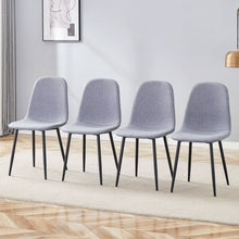 Load image into Gallery viewer, Luxury Simple Chair Linen Cotton High Resilience Dining Chair With Black Metal Legs (Set of 4) - Light Gray