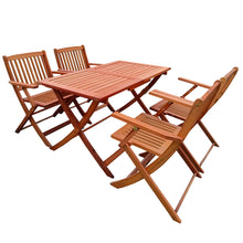 Load image into Gallery viewer, 5 Piece Patio Dining Set, 4 Folding Chairs & 1 Dining Table, Indoor And Outdoor Universal - Teak