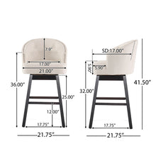 Load image into Gallery viewer, 360 Degree Swivel Bar Stool With Stunning Nailhead Trim (Set of 2)