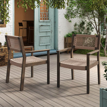 Load image into Gallery viewer, Outdoor Dining Chair (Set of 2), Patio Chairs - Gray / Light Brown
