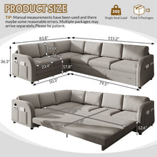 Load image into Gallery viewer, L-Shaped Couch With Pull-Out Bed, Convertible Sleeper Sofa With Side Pocket & USB Port