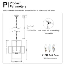Load image into Gallery viewer, 4 Light Metal Lantern Tiered Pendant Hanging Light Fixtures, Industrial Farmhouse Adjustable Height Chandeliers For Dining Room Hallway Foyer Entryway (E12 Bulbs Not Included)