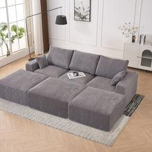 Load image into Gallery viewer, Modular Sectional Sofa With Ottoman, USB And Type C Charger, Petal Armrest Design