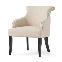 Load image into Gallery viewer, Upholstered Armchair With Rolled Back, Tapered Legs And Nailhead Trim - Light Beige