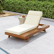 Load image into Gallery viewer, Acacia Wood Lounge Chaise Set With Headrest And Water Resistant Cushions - Beige