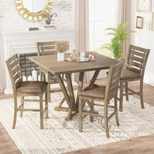Load image into Gallery viewer, 5 Pieces Set Counter Table Set Square Counter Table Solid Wood Modern Farmhouse Rustic Look Distressed Look - Grayish Brown
