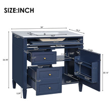 Load image into Gallery viewer, Bathroom Vanity With Top Sink, Modern Bathroom Storage Cabinet, 2 Drawers And A Tip-Out Drawer, Single Sink Bathroom Vanity - Blue
