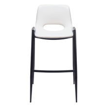 Load image into Gallery viewer, 30" Faux Leather And Steel Low Back Bar Height Bar Chairs (Set of 2) - White / Black