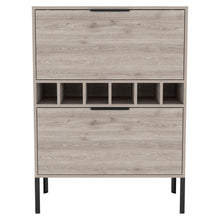 Load image into Gallery viewer, Wood Bar Cabinet With Two Doors - Light Gray / Black