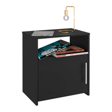 Load image into Gallery viewer, 19.9" x 13.4" x 23.1" Faux Wood Nightstand With Storage - Black