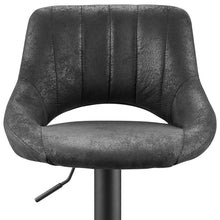 Load image into Gallery viewer, Faux Leather Steel Swivel Low Back Adjustable Height Bar Chairs With Footrest 42" (Set of 2) - Black