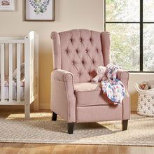 Load image into Gallery viewer, Wide Manual Wing Chair Recliner - Light Pink