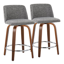 Load image into Gallery viewer, Toriano - Mid Century Modern Fixed Height Counter Stool With Swivel With Round Footrest (Set of 2)
