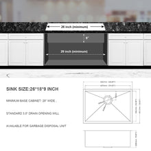 Load image into Gallery viewer, Undermount Stainless Steel Kitchen Sink, Deep Single Bowl Basin