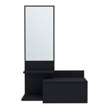 Load image into Gallery viewer, 36" Wood Wall Mounted Accent Cabinet With Drawer And Mirror - Black And Silver