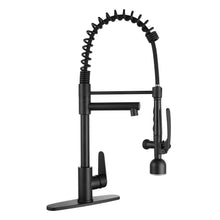 Load image into Gallery viewer, Kitchen Sink Faucet With LED Pull Down Sprayer, Single Handle High Arc Faucet, Dual Spouts, Deck Mount - Matte Black