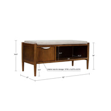 Load image into Gallery viewer, Accent Bench With Storage, Upholstered Cushion - Walnut Brown