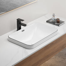 Load image into Gallery viewer, Undermount Bathroom Sink, Vessel Basin For Vanity Countertop - Milk White / Black