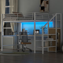 Load image into Gallery viewer, Loft Bed With Desk, Storage Staircase, Small Wardrobe And LED Light