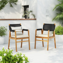 Load image into Gallery viewer, Outdoor Acacia Wood Dining Armchair With Cushion (Set of 2)