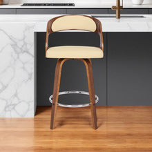 Load image into Gallery viewer, 37" Faux Leather Swivel Low Back Counter Height Bar Chair - Cream / Brown