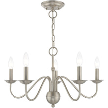 Load image into Gallery viewer, 13" Five Light Dimmable Chandelier With Shades - Nickel / Pearl Silver